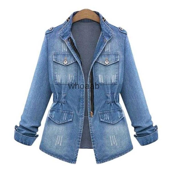 Jaquetas femininas jaquetas plus size 5xl casaco básico denim sólido senhoras outwear 240301