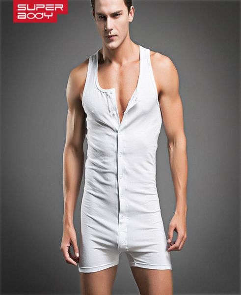 Novo design de moda roupa interior masculina sexy branco cinza algodão undershirt meninos muscular apertado bodysuit flexível singlet4234338