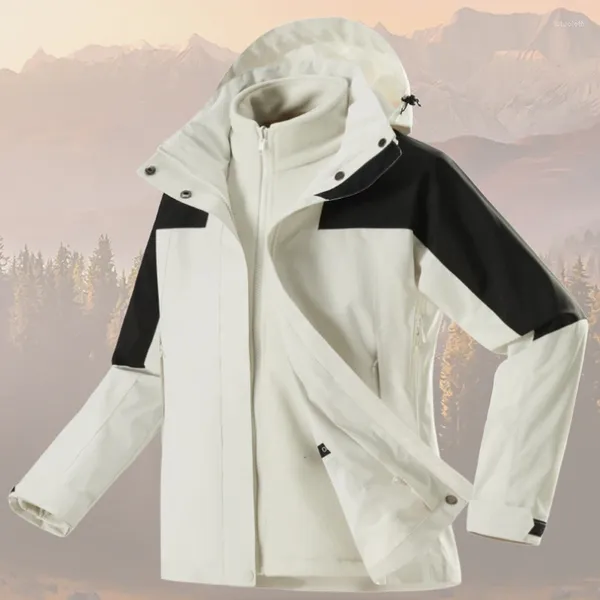 Herrenjacken BAIMUSHI 3 in 1 Dicke Wanderjacke Abnehmbare Liner Fleece Atmungsaktive Warme Camping Windjacke Outdoor-Kleidung