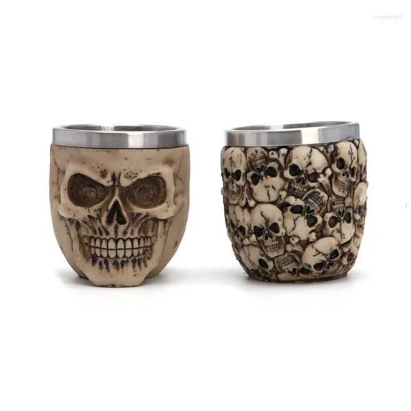 Canecas de resina de aço inoxidável bebendo caneca esqueleto crânio xícara de café decoração de Halloween