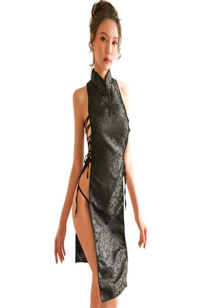 Жаккардовое сексуальное мини-платье с разрезом и повязкой Qipao, традиционное китайское платье Cheongsam, женское бельё, вечерние платья, униформа для ночного клуба2651698