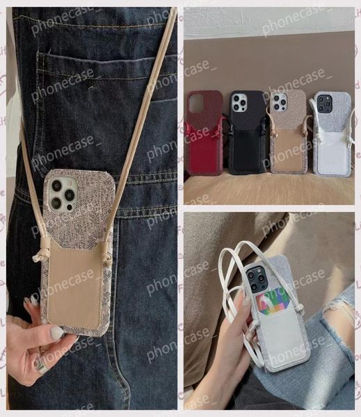 Lanyard Crossbody Phone Cases para iPhone 14 13 12 11 Pro Max Case Designer Bolsa Cartão de Bolso Bonito Presentes Bonitos 14Pro 13Pro 129514064