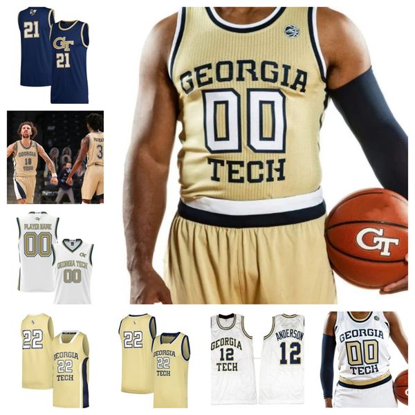 Giacche gialle Georgia Tech 24 Amaree Abram 3 Dallan Coleman 2 Maglia da basket Naithan George 13 Kelly 4 Murphy 14 Kowacie Reeves Jr. 33 San Miguel 1 Kyle Sturdivant