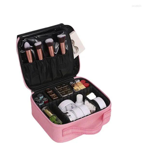 Sacos cosméticos senhoras saco de maquiagem pequeno armazenamento rosa oxford pano higiene portátil kit beleza organizador viagem