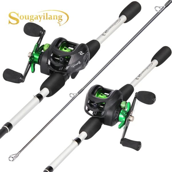 Combo Sougayilan Baitcasting Haste de pesca e bobina Haste de fundição 7.2: 1 Gear Rantio trolling rolo de pesca para pesca de robalo