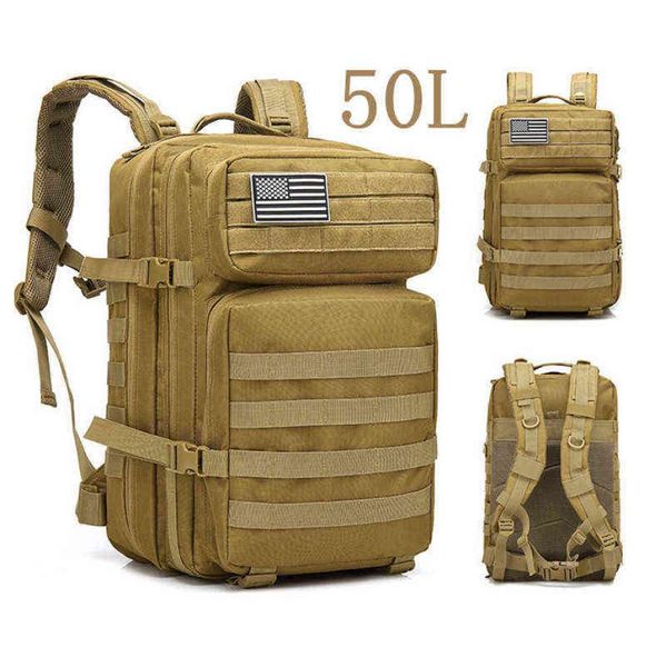 Zaino tattico militare dell'esercito degli uomini di grande capacità 50L 3P Softback Zaino impermeabile per insetti impermeabile da campeggio Borse da caccia T226905219