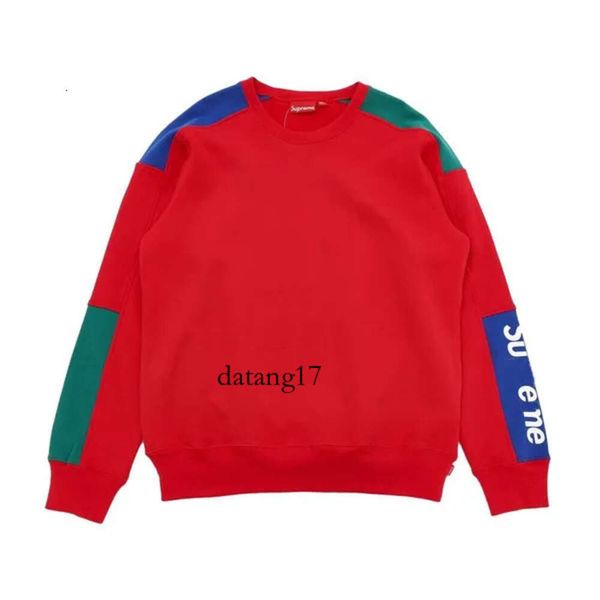 Suéter Super Designer Suprene Marca Crewneck Kirin Braço Redondo Pescoço Contraste Suéter Vermelho Com Capuz Manga Longa Camisola Street Bomber Hoodie 7592