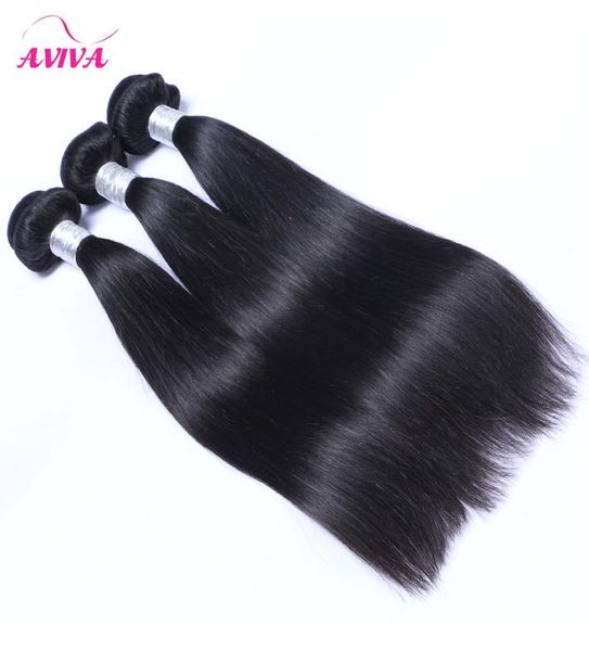 Indiano em linha reta virgem cabelo humano tecer pacotes não transformados indiano remy extensões de cabelo humano natural preto duplo tramas 3 pcs lote5465843