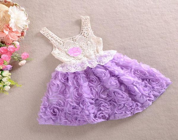 vestiti per neonati Vestito da principessa per ragazze Vestito da tutu per bambina con fiore cavo con abito in pizzo petalo colorato Gonna a palloncino baby clo5084655