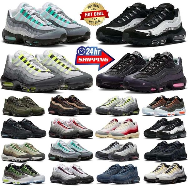 airmax 95 air maxs max 95s Corteizs Cortiez Cortez Cort crtz 95s Erkekler Çalışan Ayakkabıları Sneakers ultra Üç Çift Siyah Ağ Storm Sequoia Pink Beam Neon Greedy Spor Treneri