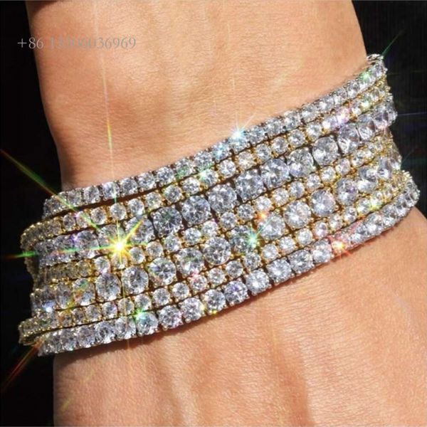 Несколько размеров Bling Moissanite Pass Алмазный твердомер Sterling Sier Теннисная цепочка