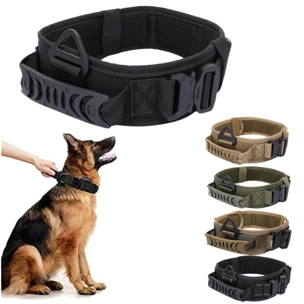 Halsbänder, verstellbares Metall, doppeltes taktisches Hundehalsband, Luxus-Designer-K9-Trainingshalsband für Hunde, Deutscher Schäferhund, für mittelgroße und große Hunde