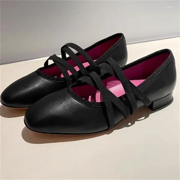 Scarpe eleganti Cinturino incrociato per donna Punta tonda Mary Jane Tacco basso Donna Balletti femminili in pelle Linee di cucito solide Zapatos Mujer