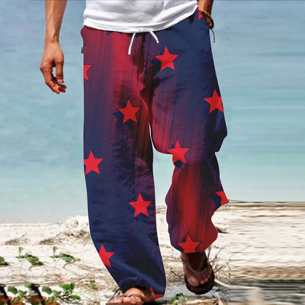 Hosen Männer amerikanische Flagge patriotische Hosen für Männer 4. Juli Hippie Harem Hosen Baggy Boho Yoga Casual Drop -Schritt -Hose offen