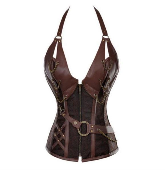 Intero Plus Size S6XL Sexy scollo a V profondo Halter Steampunk Corsetti e bustini XL XXL XXXL 4XL 5XL 6XL Perizoma Lingerie donna9235583