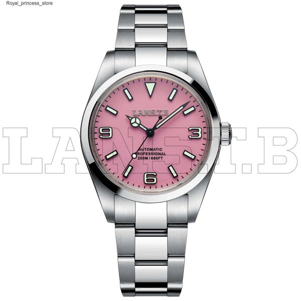 Другие часы LANSTB-37mm винтажные спортивные туфли из нержавеющей стали розовые женские роскошные NH38 автоматические новые водонепроницаемые погружные Q240301