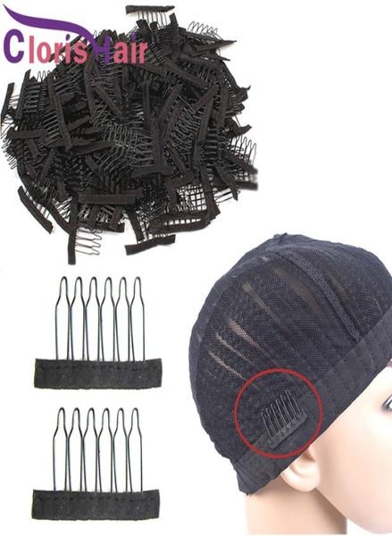 Paslanmaz Çelik Dantelli Peruk Klipsleri 6 Diş Polyester Dayanıklı Bez Peruk Saç parçası Kapakları İçin Combs Peruk Aksesuarları Saç Uzatma Araçları 18918008