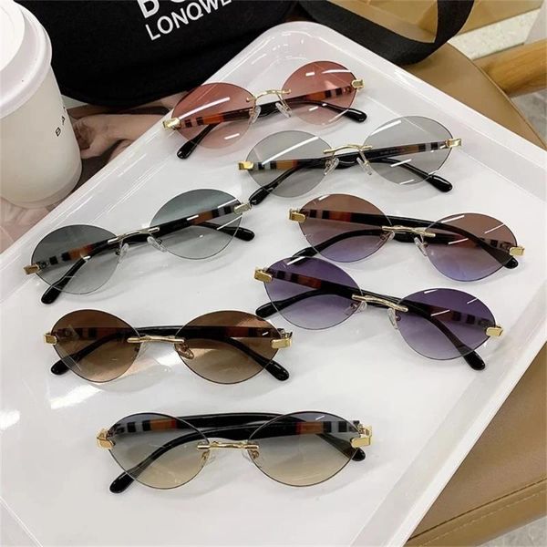 Óculos de sol retângulo moda sem aro para mulheres homens óculos sem moldura retro lente de corte vintage na moda acessórios