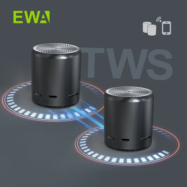 Alto-falantes EWA A107S Portátil Bluetooth 5.0 Alto-falante TWS Melhor Efeito Som Subwoofer Poderoso Efeito Som HD 8 Horas Tempo de Reprodução Metal Corpo