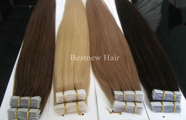 16quot 18quot 20quot 22quot 24quot 100g 40 pezzi INDIAN REMY Hair Nastro PU in colla per capelli Trama della pelle Estensione dei capelli Qualsiasi colore i3537330