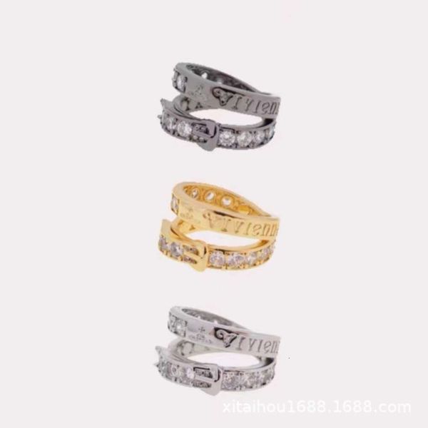 Viviane Jewlery Дизайнерские украшения для женщин Viviennr Westwood Anillos, вдовствующая императрица Запада, двухслойный ремень с пряжкой, комплект колец Сатурна с диаметром