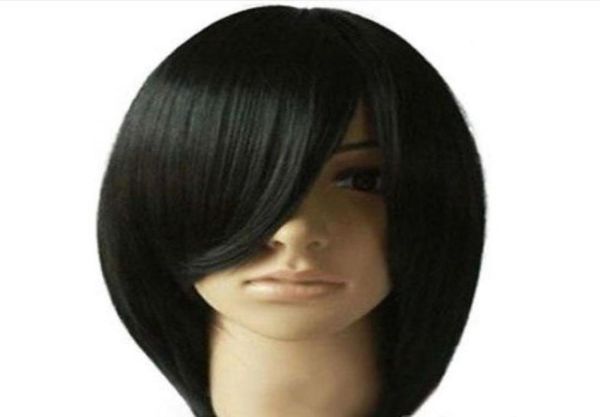 100 nova marca de alta qualidade moda imagem perucasgtgtwomen039s moda curto em linha reta cabelo preto perucas completas cosplay festa syn7818294