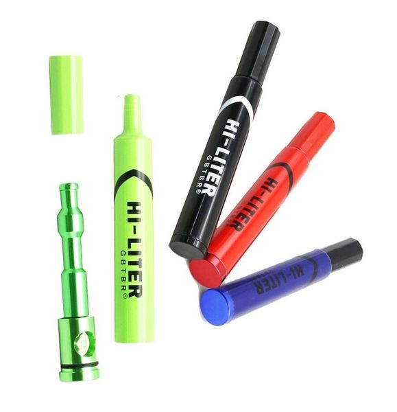 Hi-Liter-Markierungsstiftpfeifen Metalllöffel Kräutertabak-Zigarettenpfeife Sneak a Toke Click n Vape 49 Zoll 4 Farben Rauchwerkzeuge Geschenk 5731721