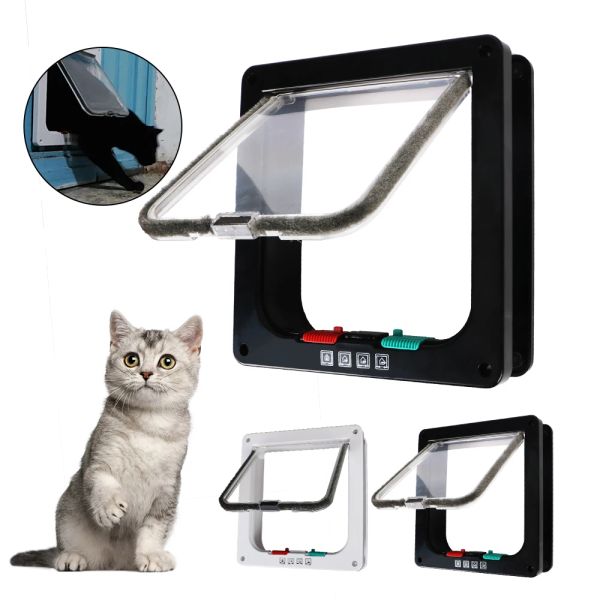 Controle com bloqueio de 4 vias de segurança portão de cachorro gato portão de segurança portão de animais de estimação Smart Pet ABS PLÁSTICO PLÁTIC