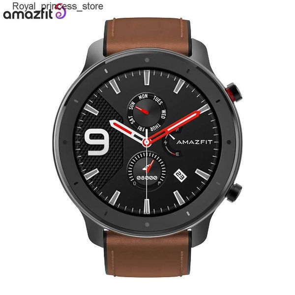 Outros relógios Amazfit GTR 47mm inteligente 5ATM à prova d'água controle de música inteligente bateria de 24 dias pulseira de couro Q240301