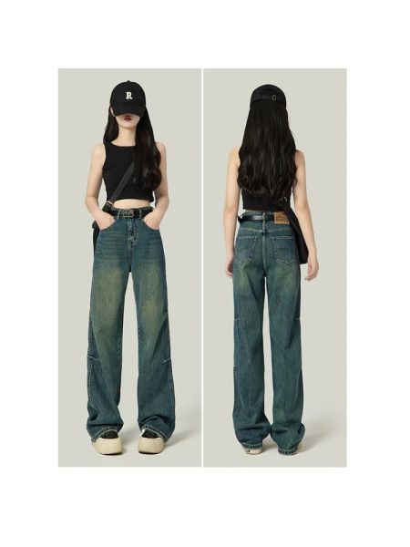 Jeans American Vintage Jeans Feminino Primavera e Autumn Novo Highwaisted Wieleg Loose Slim Straight Mapping Momente Feminino