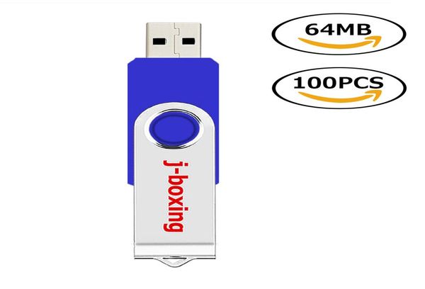 Mavi Toplu 100 PCS 64MB USB Flash Drives Döner USB 20 Pen Tahrikleri Metal Dönen Bellek Çubukları Bilgisayar Dizüstü Bilgisayar için Başparmak Depolama TA9360494