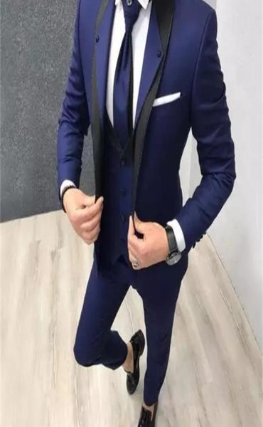 Costume Homme Matrimonio Blu Navy Abito da uomo Slim Fit 3 pezzi Colorato Moda Smoking Prom Abiti da sposa Sposo Blazer Terno Masculino X3443866