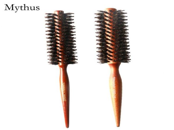 Escova de madeira de 2 tamanhos, cerdas de javali naturais, escova de cabelo redonda, cabo traseiro, ferramentas de cuidados com o cabelo tg33032827109