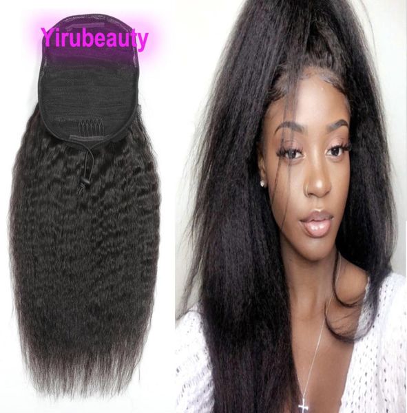 Pontails cabelo virgem brasileiro kinky em linha reta 100g malaio indiano peruano 100 extensões de cabelo humano kinky reta rabos de cavalo 86727597