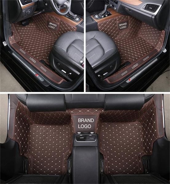 Ajuste personalizado acessórios do carro tapete de carro à prova dwaterproof água couro do plutônio eco material amigável para vasto veículo conjunto completo tapete com logotipo desig3891314