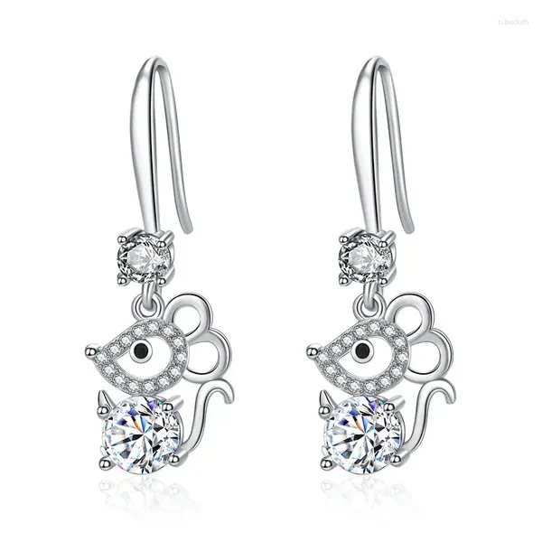 Orecchini pendenti 2024 stile argento placcato orecchino topo moda donna animale zircone elegante regalo di San Valentino gioielli