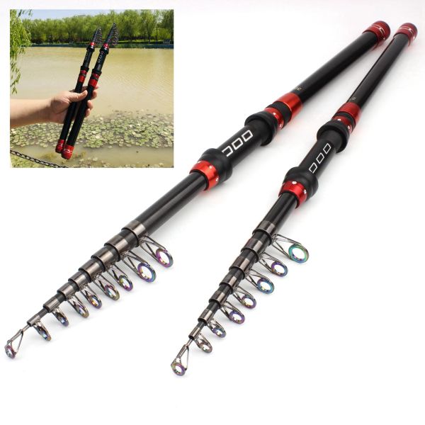 Asta 1,8m2,1m2,4m2,7m3,0m3,6m Mini UltraShort Fast Telescopic Asta di pesca telescopico Longrange Asta di mare Ring Ceramic Trota Carpa Asta di filatura