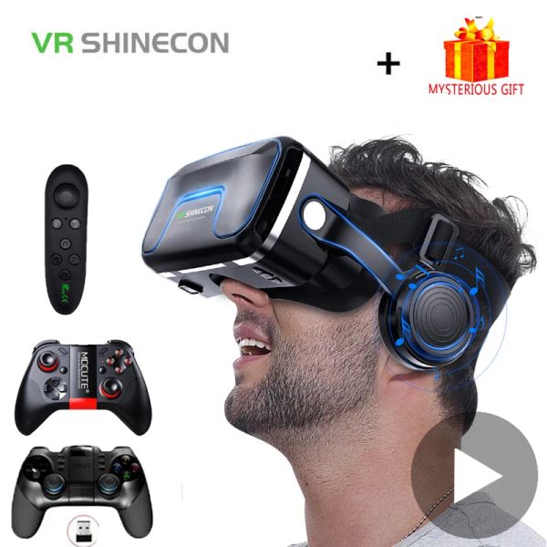 Dispositivos Vr Shinecon 10.0 Capacete Óculos 3D Casque de Realidade Virtual para Smartphone Smart Phone Goggles Headset Viar Video Game Binóculos
