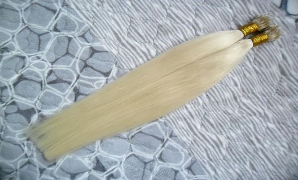 613 Bleach Blonde Glattes Haar Mikroperlen Keine Remy Nano Ring Links Echthaarverlängerungen 100g unverarbeitetes brasilianisches Jungfrauhaar hai7767957