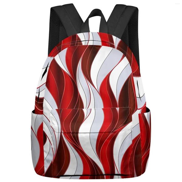 Рюкзак с абстрактными градиентными линиями, цветные блоки, красные женские и мужские рюкзаки, водонепроницаемые школьные сумки для мальчиков и девочек, Mochilas