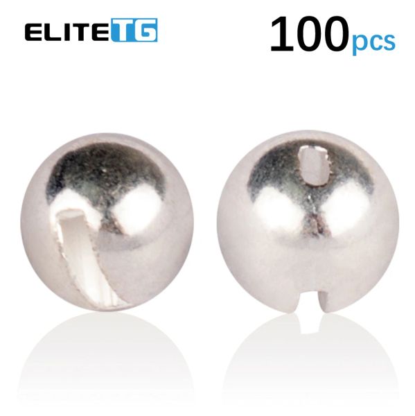 Esche Elite TG 100 pezzi ARGENTO perline con intaglio al tungsteno, 1,53,5 mm per legare mosche fai da te, materiale fai da te, perline per pesca a mosca, esca per pesca alla trota in lega