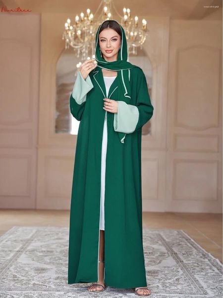Ethnische Kleidung Mode Abayas Djellaba Muslim Kleid Dubai Volle Länge Abaya Türkei Islam Robe Mit Schal WY1843