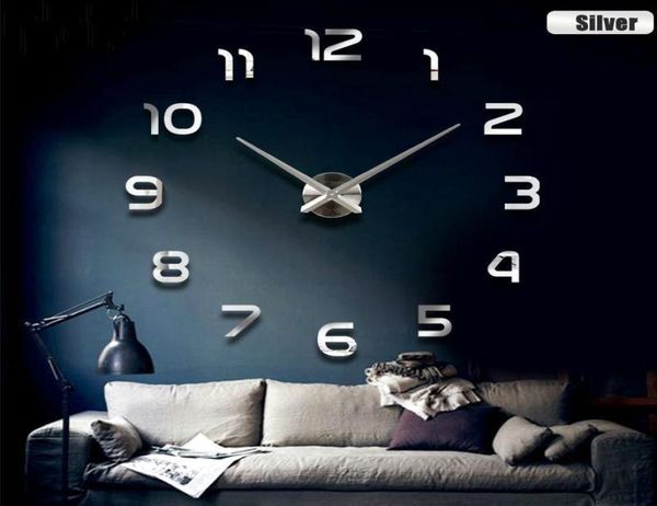 Relógios de parede Números árabes Relógio de tamanho grande 3d DIY sala de estar espelho adesivo quartzo reloj de pared decoração de casa dl60wc8835386