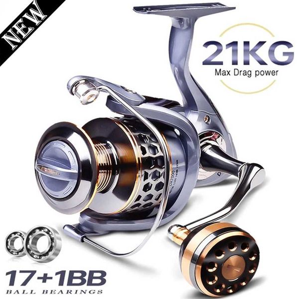 Boot Angelruten 17 + 1BB Max Drag 21 KG Spule Angelrolle Getriebe 5,2 1 Verhältnis High Speed Spinning Reel Casting Reel Karpfen Für Süßwasser Salzwasser YQ240301