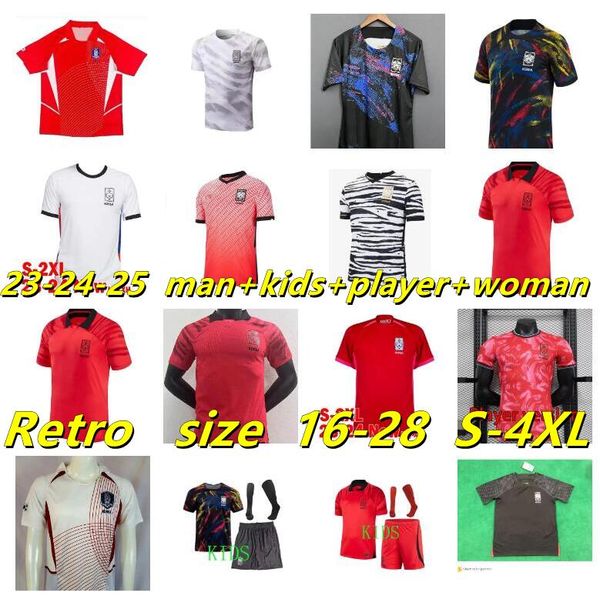 2024 Jerseys de futebol da Coréia do Sul Kit Kit Mulheres M Son Paik Lee 22 jogador de fãs 23 H C Hwang Football Shirt 2002 Treinamento de manga longa retrô