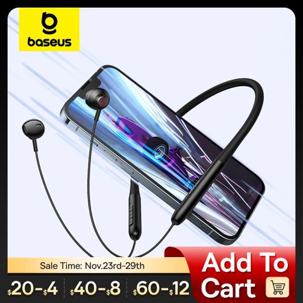 Fones de ouvido baseus neckband fone de ouvido bluetooth 5.2 adsorção magnética sem fio pendurado pescoço alta fidelidade música esportes à prova dwaterproof água