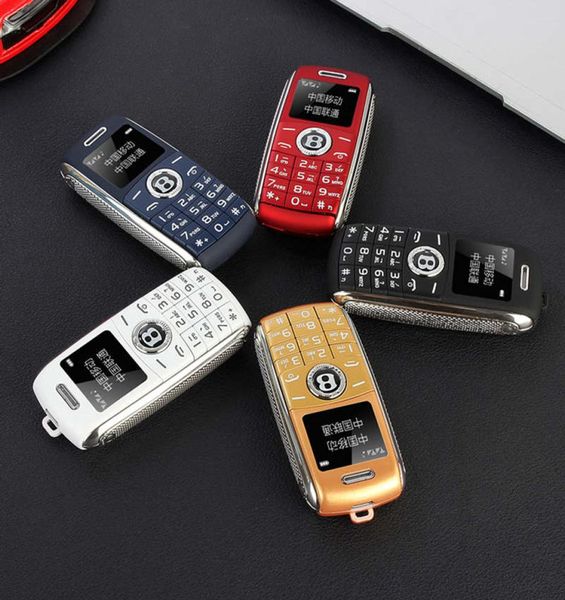 Super mini Cartoon telefono cellulare sbloccato Forma chiave per auto Dialer Bluetooth Registratore di chiamate telefoniche MP3 Dual SIM Il cellulare più piccolo2711840