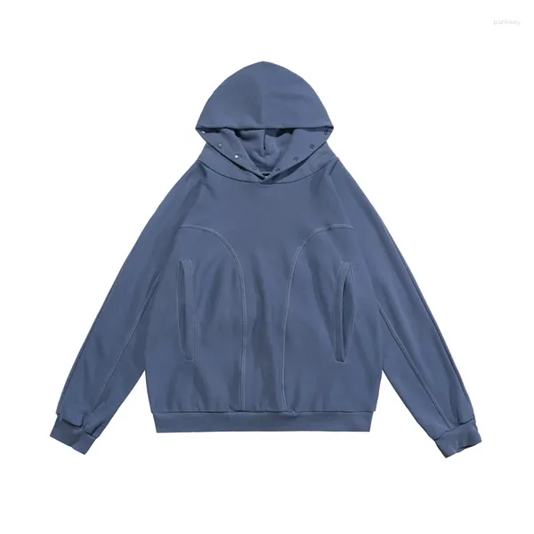 Hoodies masculinos roupas de rua grailz hoodie fivela recortada retalhos sólido estilo vibe moletom feminino com etiquetas
