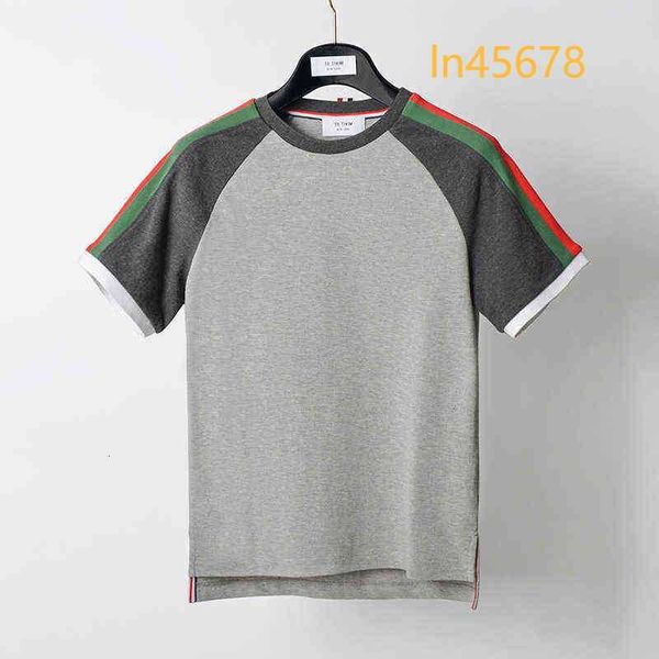 Rot Grün Rot Trend TB Herren Kurzarm T-Shirt Rundhals Lässig Designer Klassisch Vier Bars Business Tennis Golf Premium Sweatshirt 2024