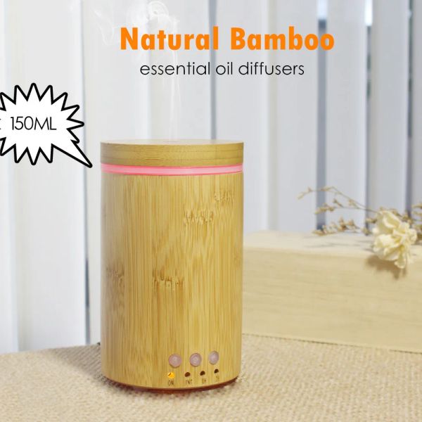 Aparelhos difusor de óleo essencial de bambu natural umidificador de ar 150ml umidificador de aromaterapia difusor de aroma ultrassônico para escritório doméstico